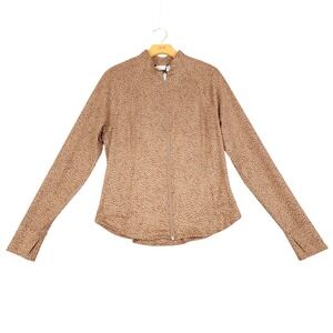 Athleta Salutation Jacket Leopard Print Zip Up Athletic Top Women's Size L